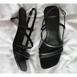 Vagabond Shoemakers Black Strappy Kitten Heels Size 37 – Minimal Square Toe